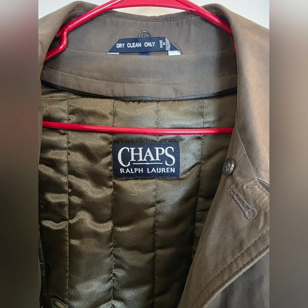 Chaps Ralph Lauren Men's Olive Green Trench Coat